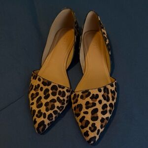J. Crew Leopard-Print Pointed Toe Flats in Tan and Black